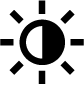Ein Icon, das eine Sonne zeigt, die auf der linken Hälfte hell und auf der rechten Hälfte dunkel ist.